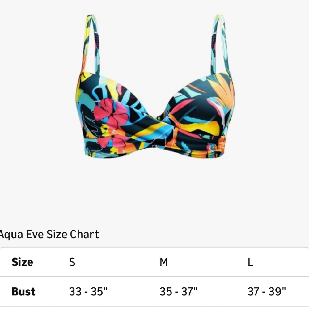 Aqua Eve, Underwire Push Up Bikini Top W/ Butterfly Swim Skorts, Size L - Picture 13 of 13
